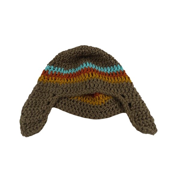 Handmade Crochet Knitted Earflap Hat Colorful Stripes For Kids Winter Warm - Picture 4 of 9